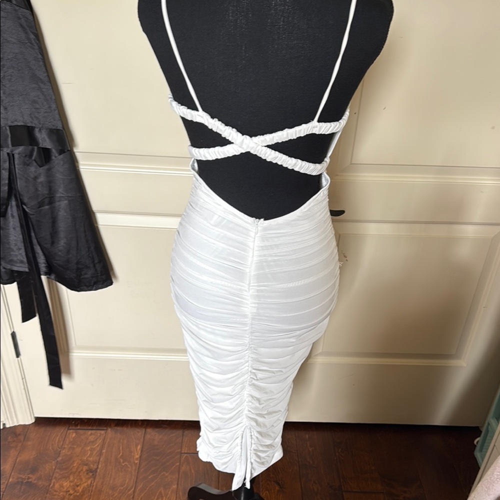 Hello Molly White Bodycon Spaghetti Strap Dress - Picture 3 of 3